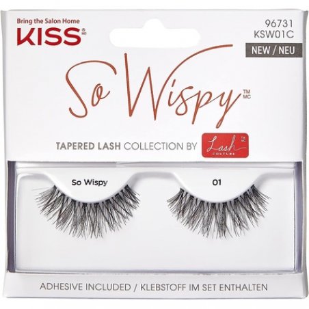 Kiss Lash Couture So Wispy Collection Volumizing Fake Lashes Style 01 with Aloe Infused Lash Glue