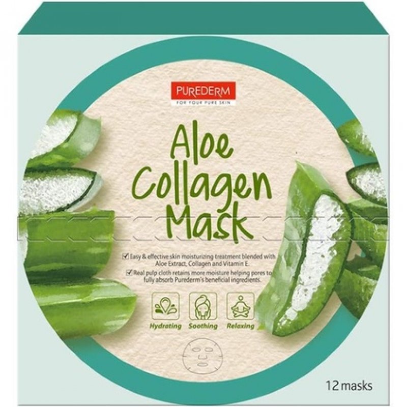 Purederm Aloe Collagen Mask with Aloe Vera, Collagen, and Vitamin E 18g
