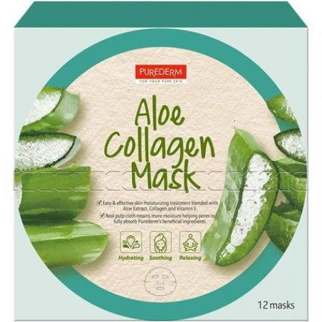 Purederm Aloe Collagen Mask with Aloe Vera, Collagen, and Vitamin E 18g