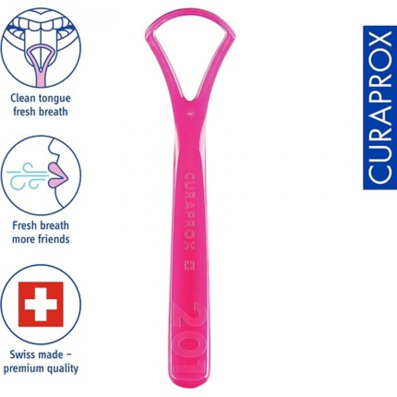 Curaprox CTC 201 Tongue Scraper with 1 Edge for Fresh Breath and Removing Plaque