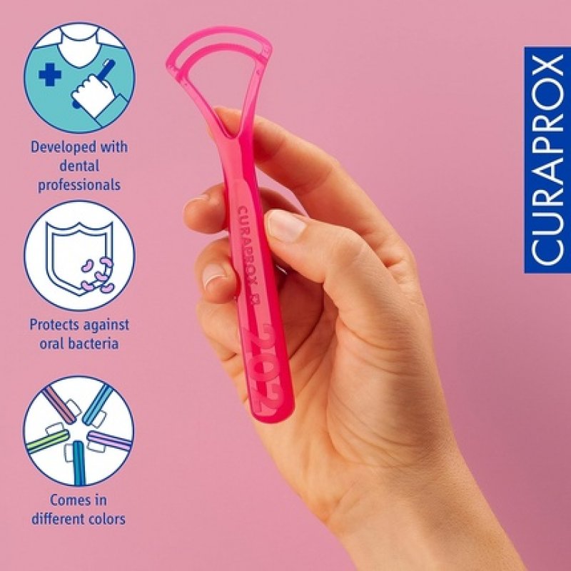 Curaprox CTC 201 Tongue Scraper with 1 Edge for Fresh Breath and Removing Plaque