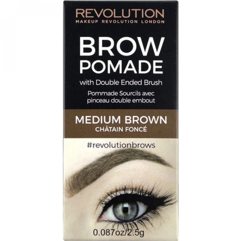 Makeup Revolution Brow Pomade With Brush Medium Brown 2.50g