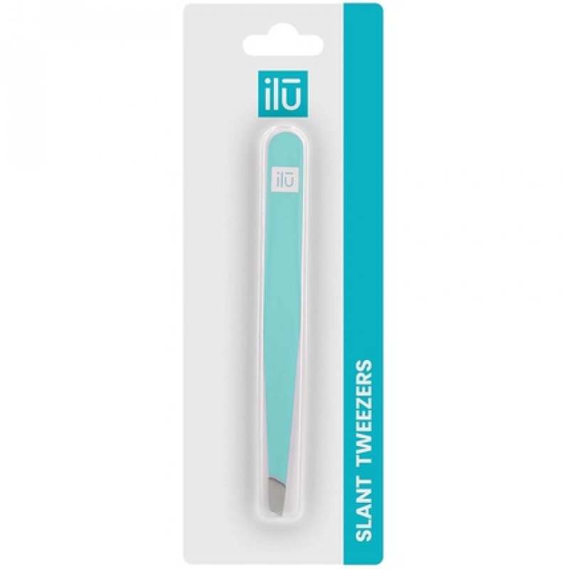 T4B ILU Precision Tip Eyebrow Tweezers for Facial Hair Removal Blue