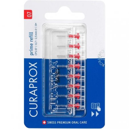 Curaprox CPS 07 Prime Refill Interdental Brushes Red 8 Count