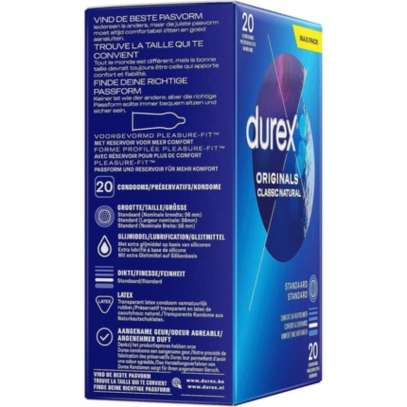 Durex Classic Natural Condoms 20