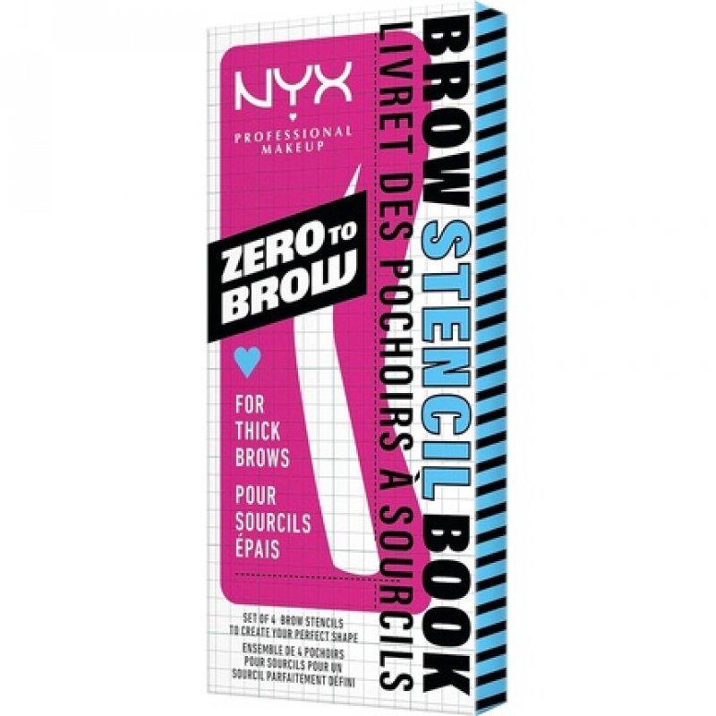 NYX Professional Makeup Brow Stencils for Thick Eyebrows Set of 4 Templates Round Straight Arched and Extra Long Zero