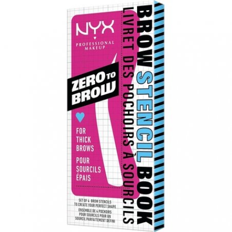 NYX Professional Makeup Brow Stencils for Thick Eyebrows Set of 4 Templates Round Straight Arched and Extra Long Zero