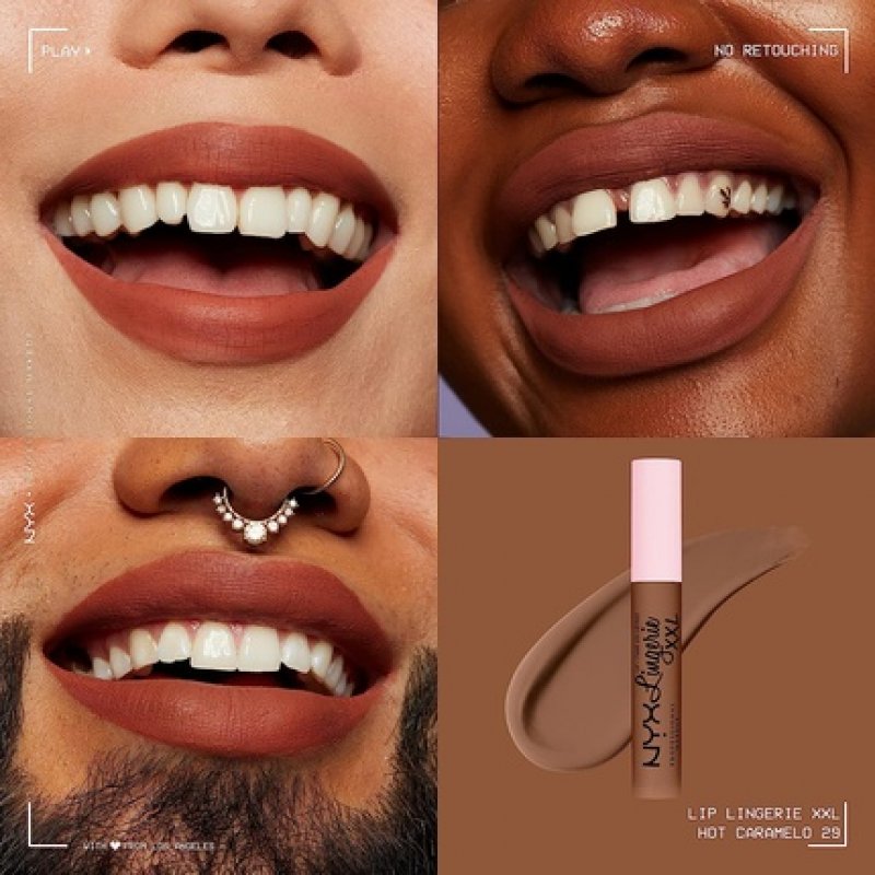 NYX PROFESSIONAL MAKEUP Lip Lingerie XXL Matte Liquid Lipstick Hot Caramelo 0.13 Fl Oz