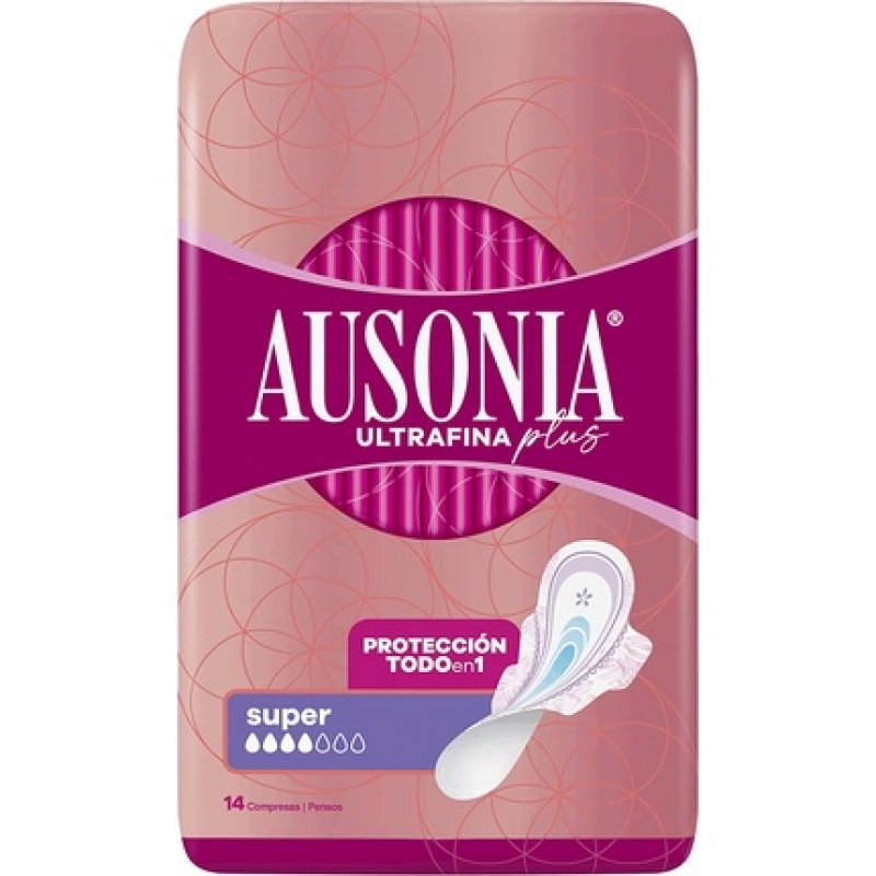 Ausonia Ultra Thin Plus Super Wings 14 Pads
