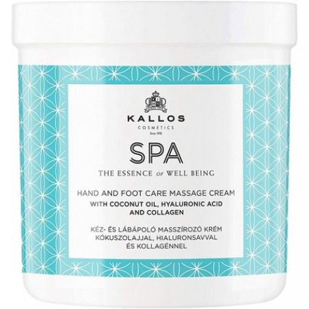 Kallos Spa Hand and Foot Care Massage Cream with Coconut Oil, Hyaluronic Acid and Collagen 500ml