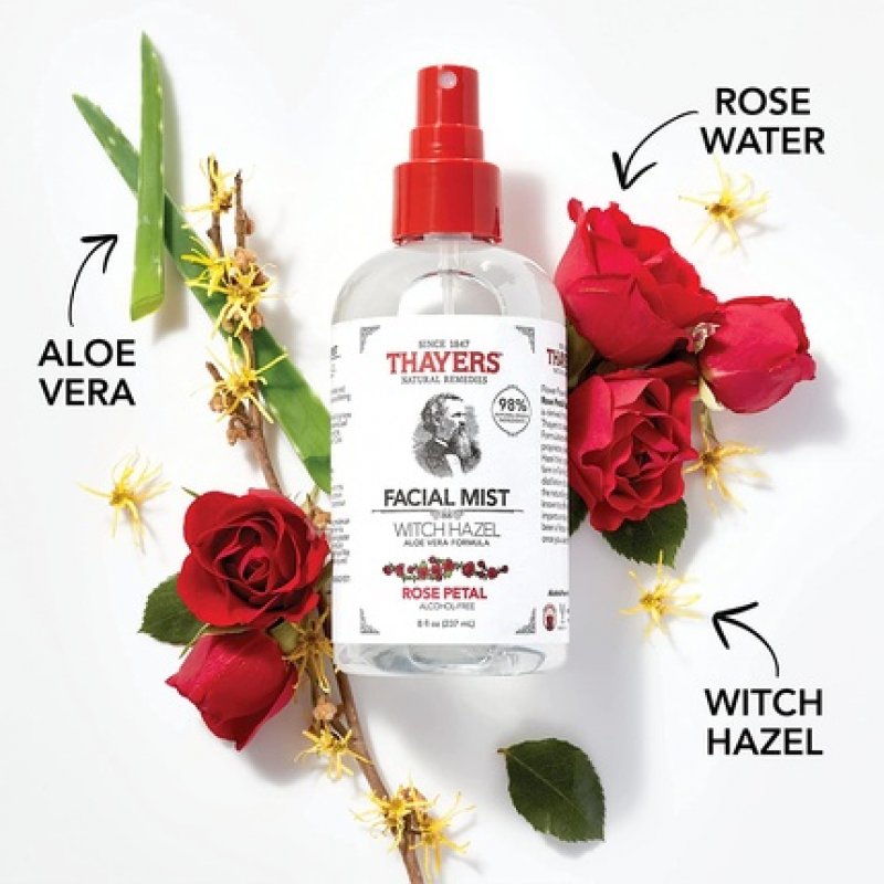 Mild Hamamelis Rose Facial Toner Spray with Organic Aloe Vera 237ml