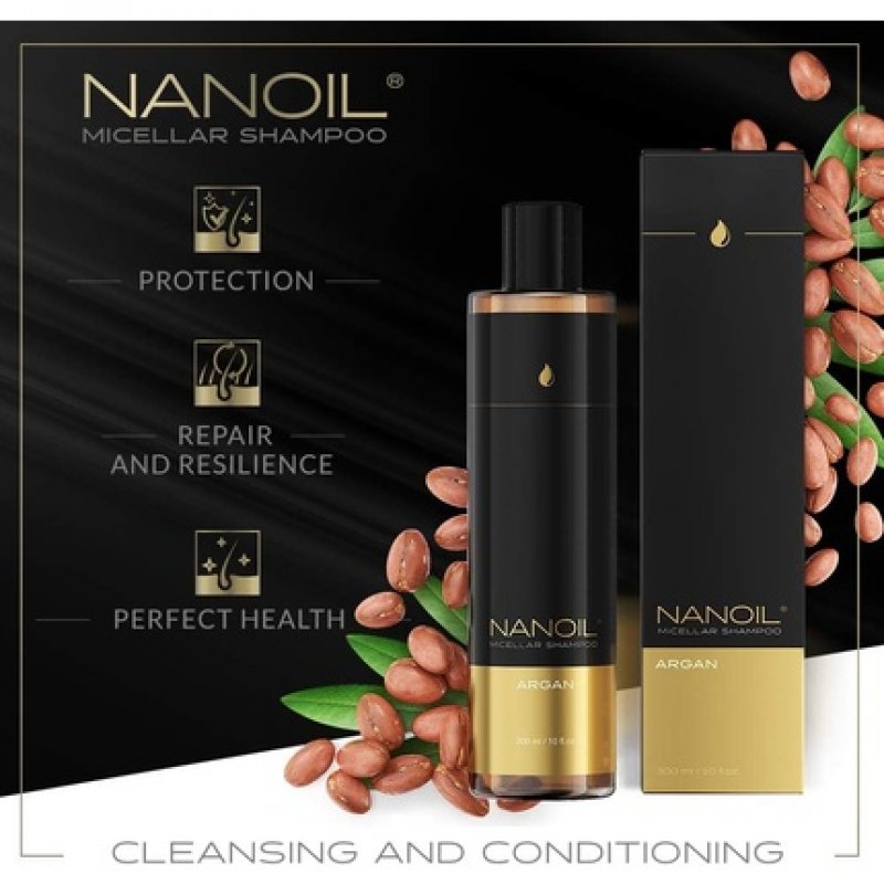 Nanoil Micellar Shampoo with Argan Oil 300ml - Protection and Smoothing for Weakened Hair