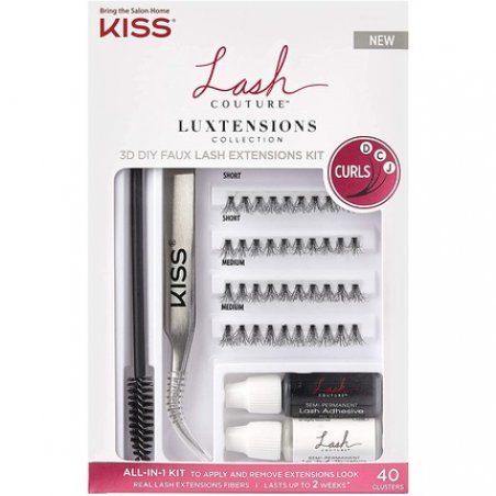 KISS Lash Couture LuXtensions Collection 3D DIY Faux Lash Extensions Kit with Lash Clusters, Adhesive, Precision