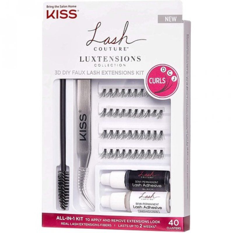 KISS Lash Couture LuXtensions Collection 3D DIY Faux Lash Extensions Kit with Lash Clusters, Adhesive, Precision