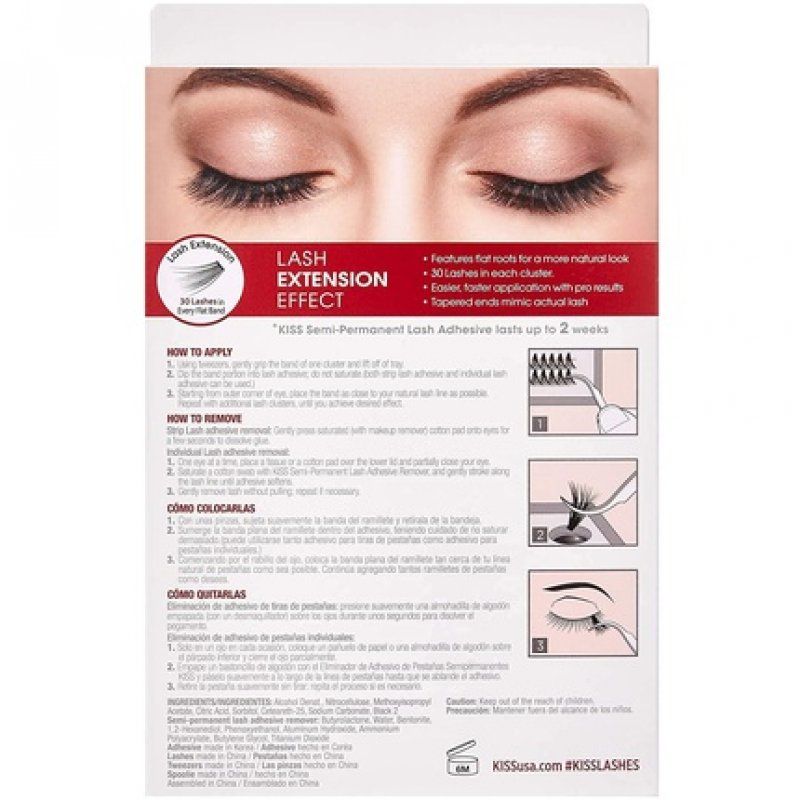 KISS Lash Couture LuXtensions Collection 3D DIY Faux Lash Extensions Kit with Lash Clusters, Adhesive, Precision