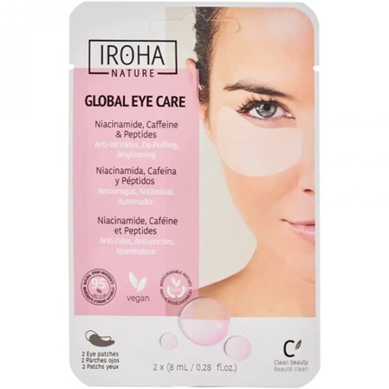 Iroha Nature Eye Patch with Nacinamide, HA, and Caffeine - Pack of 2