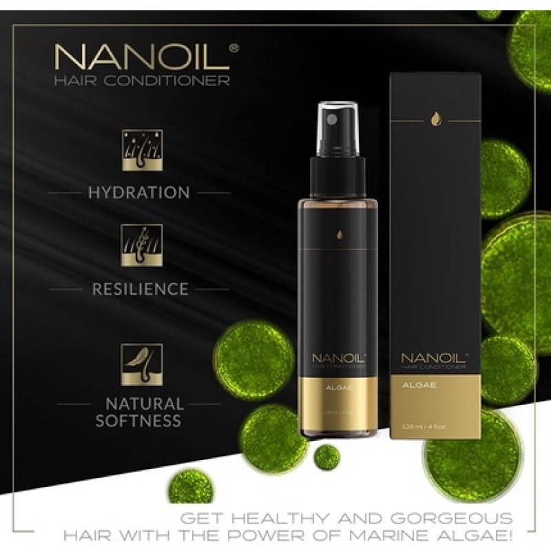 Nanoil Hair Conditioner with Algae - Two-Phase Hair Conditioner 125ml Professional Care Moisture Smoothness for Dry