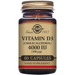 Solgar Vitamin D3 4000 IU Vegetable Capsules Cholecalciferol Keeps Bones and Teeth Healthy Supports Muscle Function and