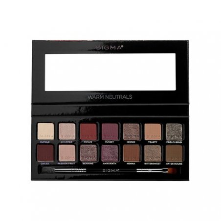 Sigma Beauty Warm Neutrals Eyeshadow Palette 14 Shades with Dual-Ended Brush EP022
