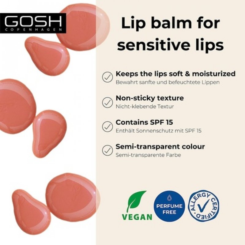 GOSH Tinted Lip Balm with SPF 15 Vegan Lip Care Stick in Nougat 002