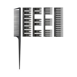 T4B LUSSONI DC 500 Carbon Hair Comb Set with 4 Attachments for All Hair Types