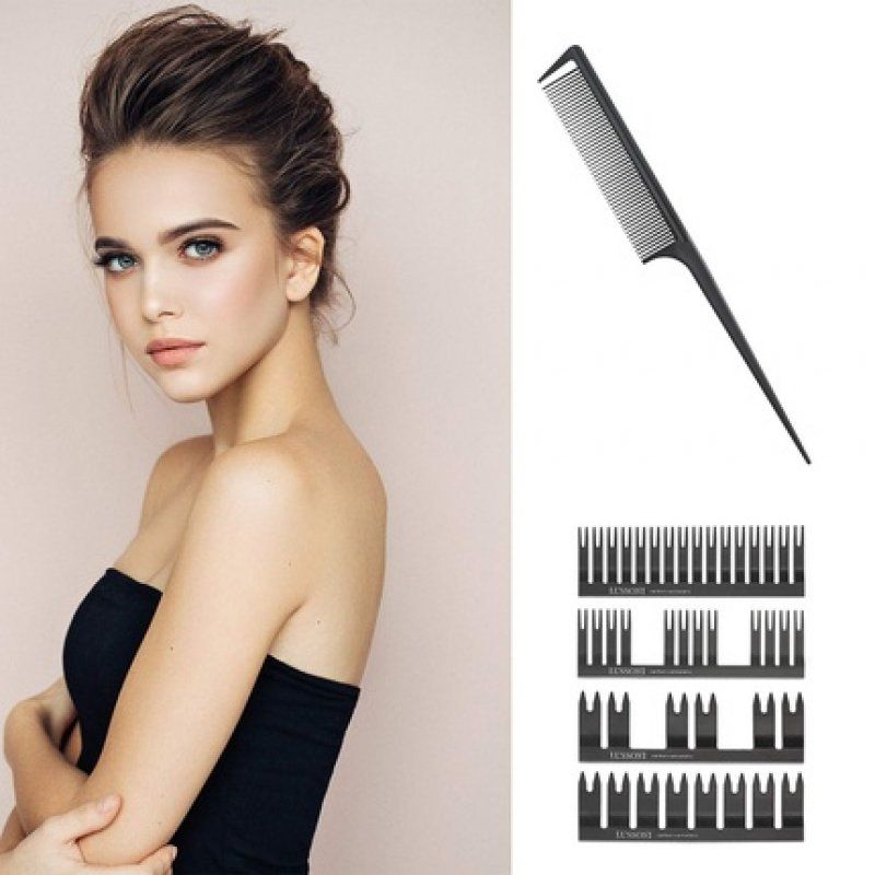 T4B LUSSONI DC 500 Carbon Hair Comb Set with 4 Attachments for All Hair Types