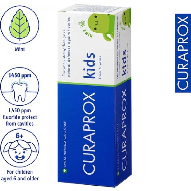 Curaprox Kids Mint Toothpaste for Children 6 with Mild Mint Flavor 60ml