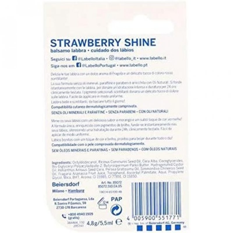 Labello Strawberry Shine Strawberry Taste Lip Balm 5.5ml