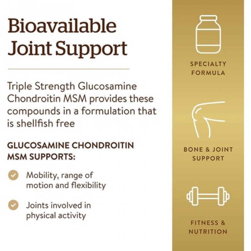Solgar Extra Strength Glucosamine Chondroitin MSM Tablets - Bone, Joint, and Cartilage Care - Shellfish Free - Gluten