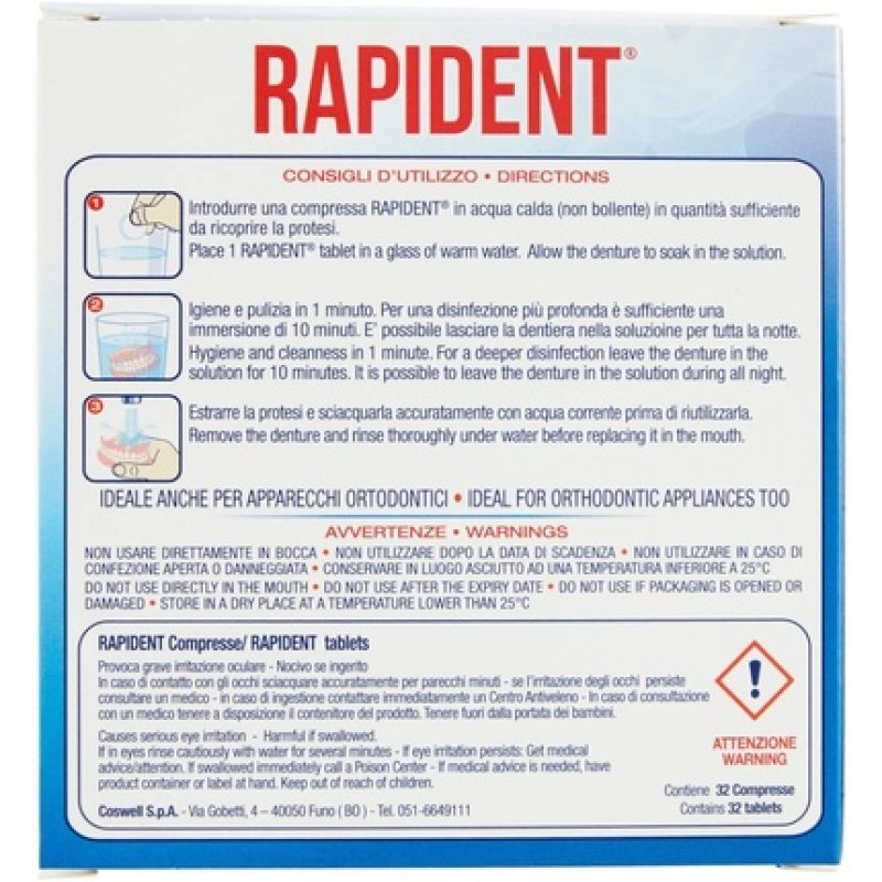 Rapident Implant and Prosthesis Cleaning Tablets 32 Tablets
