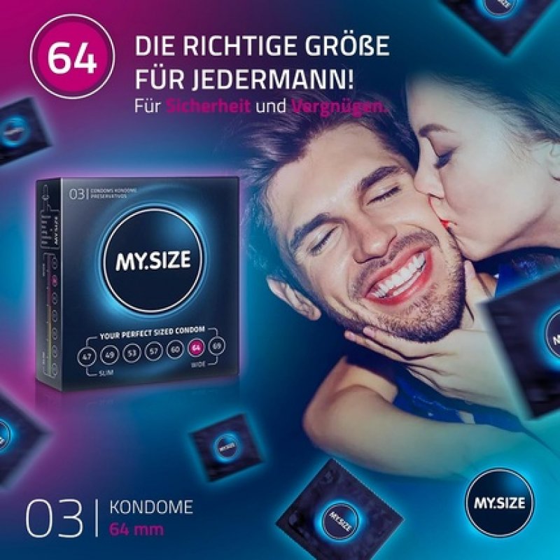 MY.SIZE PRO Condom Size 6 64mm 3 Pieces - The New Generation MY.SIZE Condoms 64mm - Pack of 3