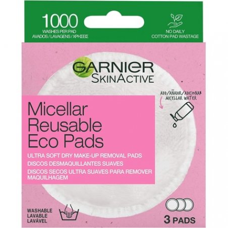 Garnier Micellar Reusable Makeup Remover Eco Pads 3 Micro Fibre Pad Micellar Eco Pad Pack of 3