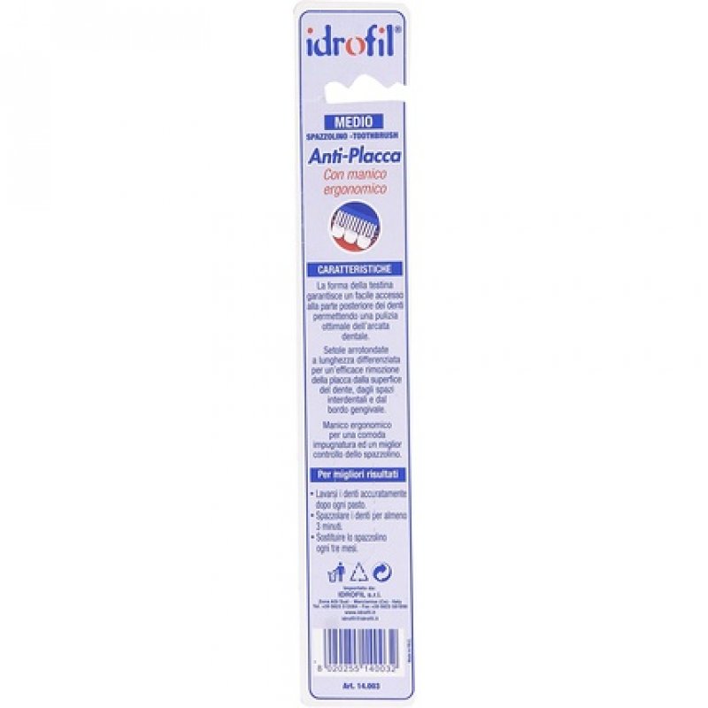 Idrofil Medium Tartar Control Toothbrush with Ergonomic Handle