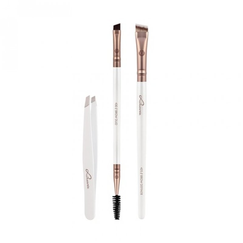 Luvia Prime Brow Kit Brush Set with Tweezers and 3 Vegan Cosmetic Brushes