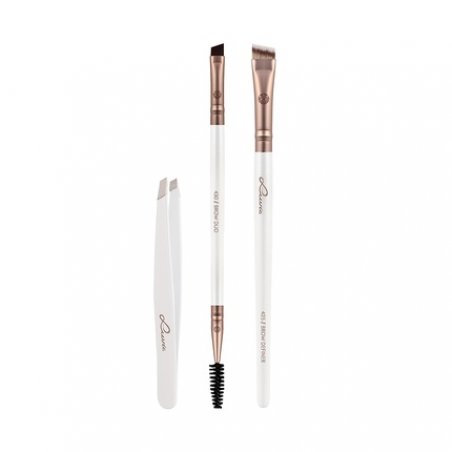 Luvia Prime Brow Kit Brush Set with Tweezers and 3 Vegan Cosmetic Brushes