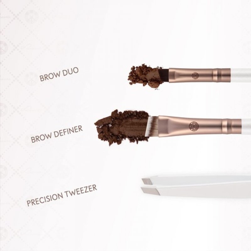Luvia Prime Brow Kit Brush Set with Tweezers and 3 Vegan Cosmetic Brushes