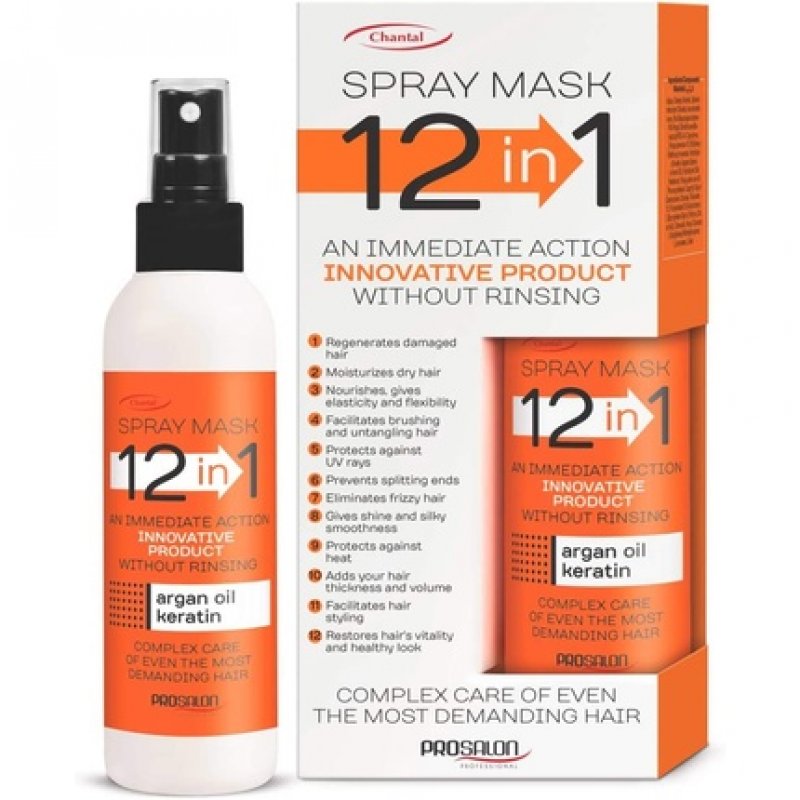 Hair Mask Conditioner in Spray - Keratin and Argan Oil - Regenerates Damaged and Dry Hair