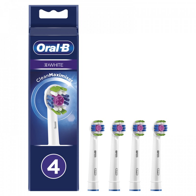 Oral-B 3D White Electric Toothbrush Head with Clean Maximiser Technology 4 Count