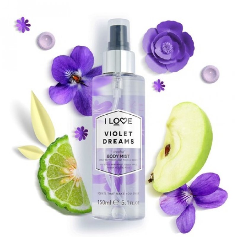 I Love Signature Violet Dreams Long Lasting Fast Drying Non Sticky Body Mist for Her 150ml