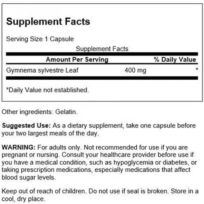 Swanson Gymnema Sylvestre Leaf 400mg 100 Capsules