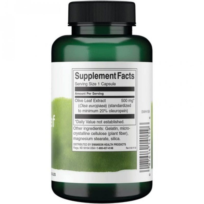 Swanson Olive Leaf Extract Capsules with 20% Oleuropein 120 Capsules 500mg
