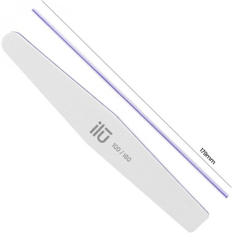 T4B ILU Double-Sided White Nail File for Manicure and Pedicure Trapezoid Shape 100/180 Grit
