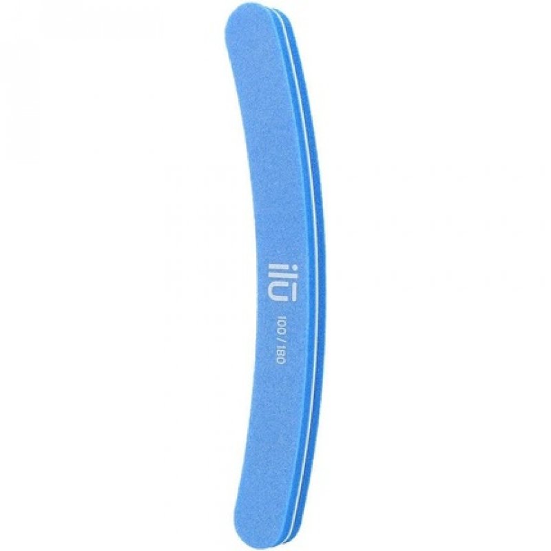 T4B ILU Double-Sided Blue Nail File for Manicure and Pedicure Curved Shape 100/180 Grit