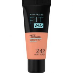 Maybelline Fit Me Foundation Matte & Poreless Full Coverage Blendable for Normal to Oily Skin 30ml 242 Light Honey