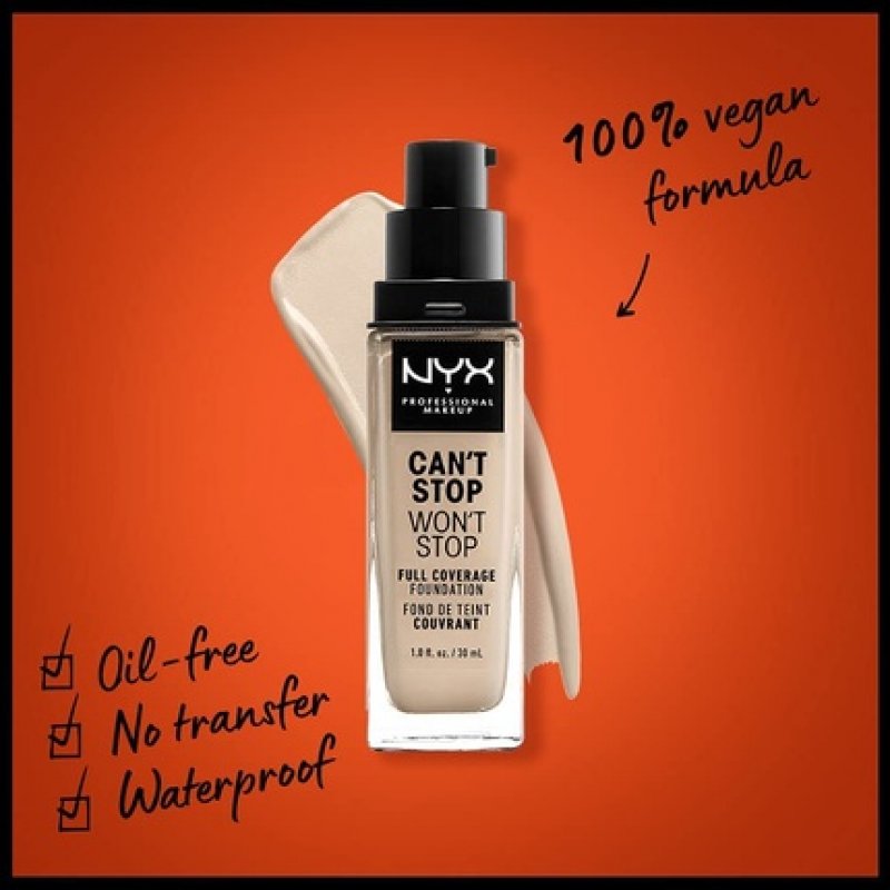 NYX Professional Makeup Can't Stop Won't Stop Full Coverage Foundation Vegan Formula Matte Finish Fair 01.5