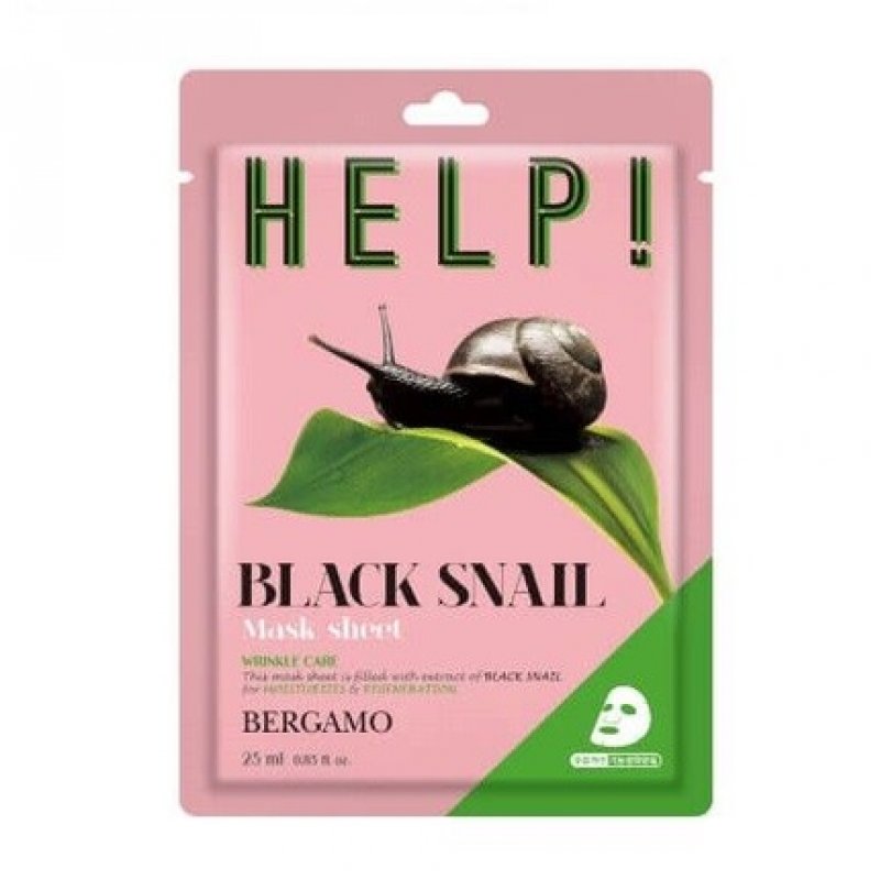 Bergamo Help Sheet Mask Face Mask with Black Snail 25ml