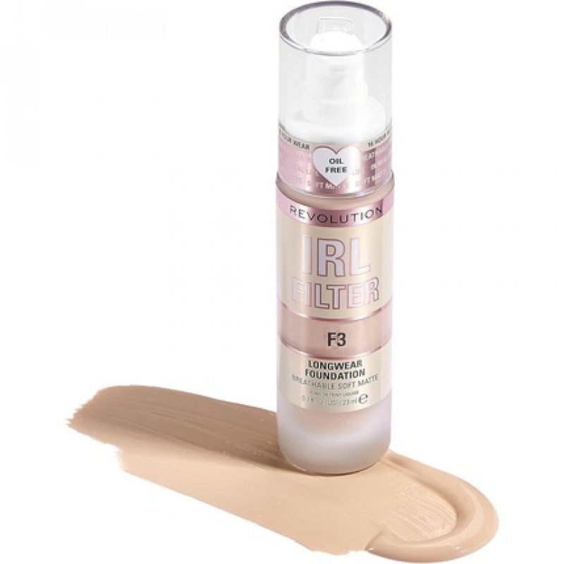 Makeup Revolution IRL Filter Longwear Foundation Medium to Full Coverage Matte Finish 16 Hour Wear F3 23ml