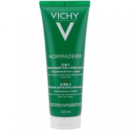 Vichy Normaderm 3-in-1 Scrub Cleanser Mask Cream for Sensitive Skin 125ml