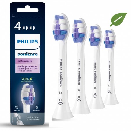 Philips Sonicare S2 Sensitive Brush Heads with Extra Soft Bristles for Sensitive Teeth and Gums White