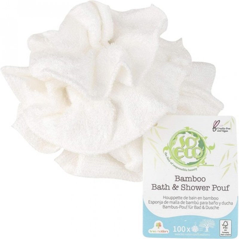 So Eco Bamboo Bath & Shower Pouf White One Size